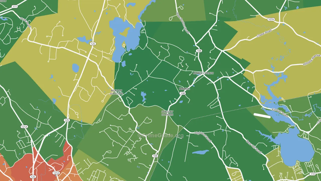Newton, NH Map of Assault Rates