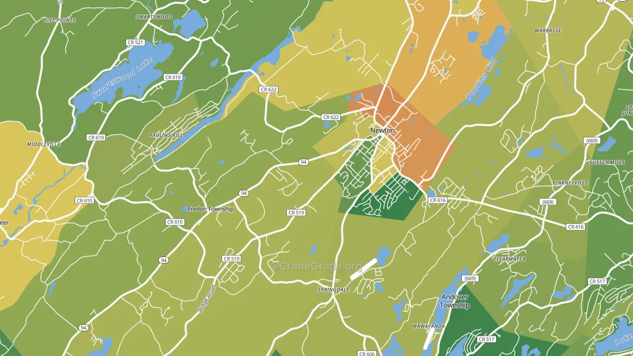 Newton, NJ Map of Assault Rates