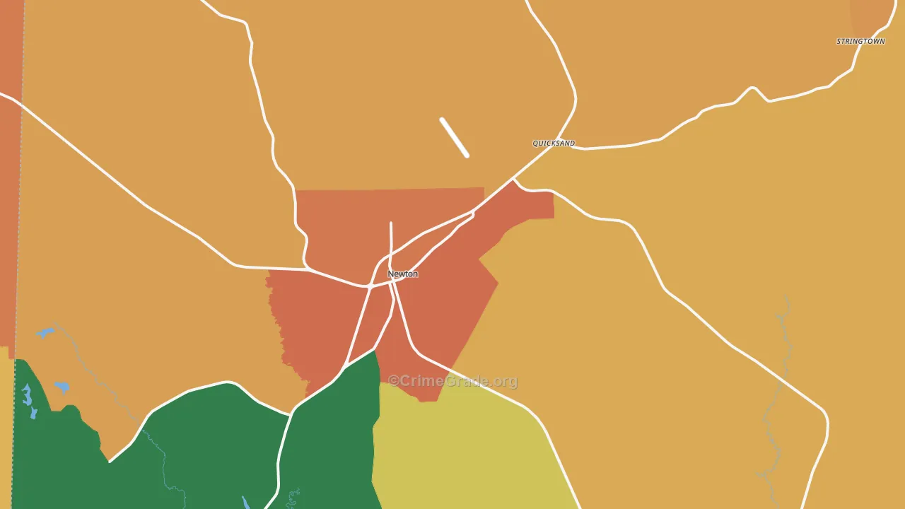 Newton, TX Map of Assault Rates