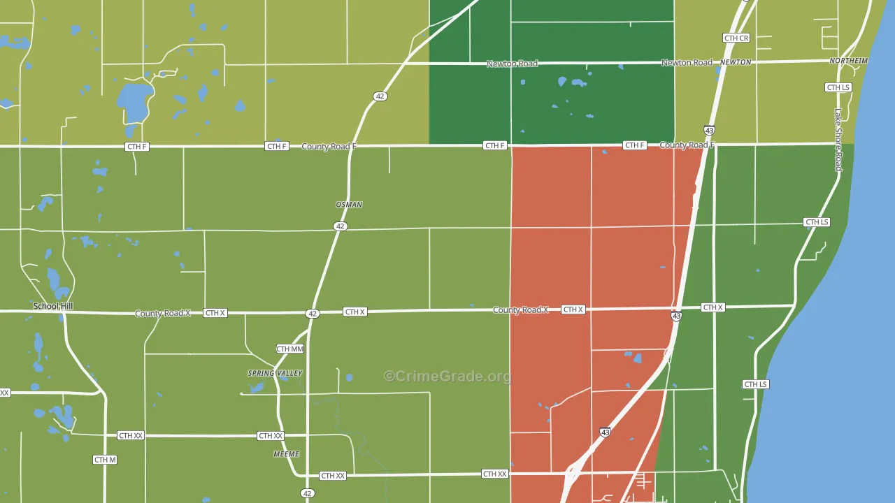 Newton, WI Map of Assault Rates