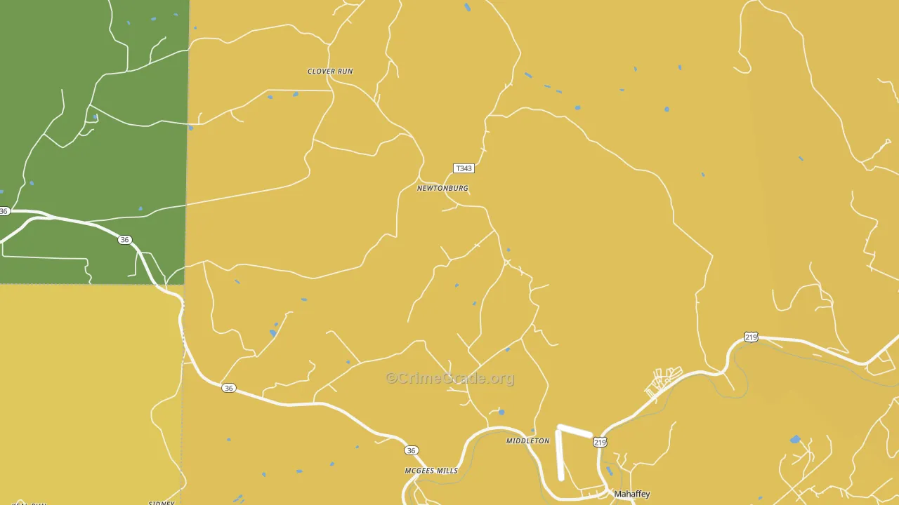 Newtonburg, PA Map of Assault Rates