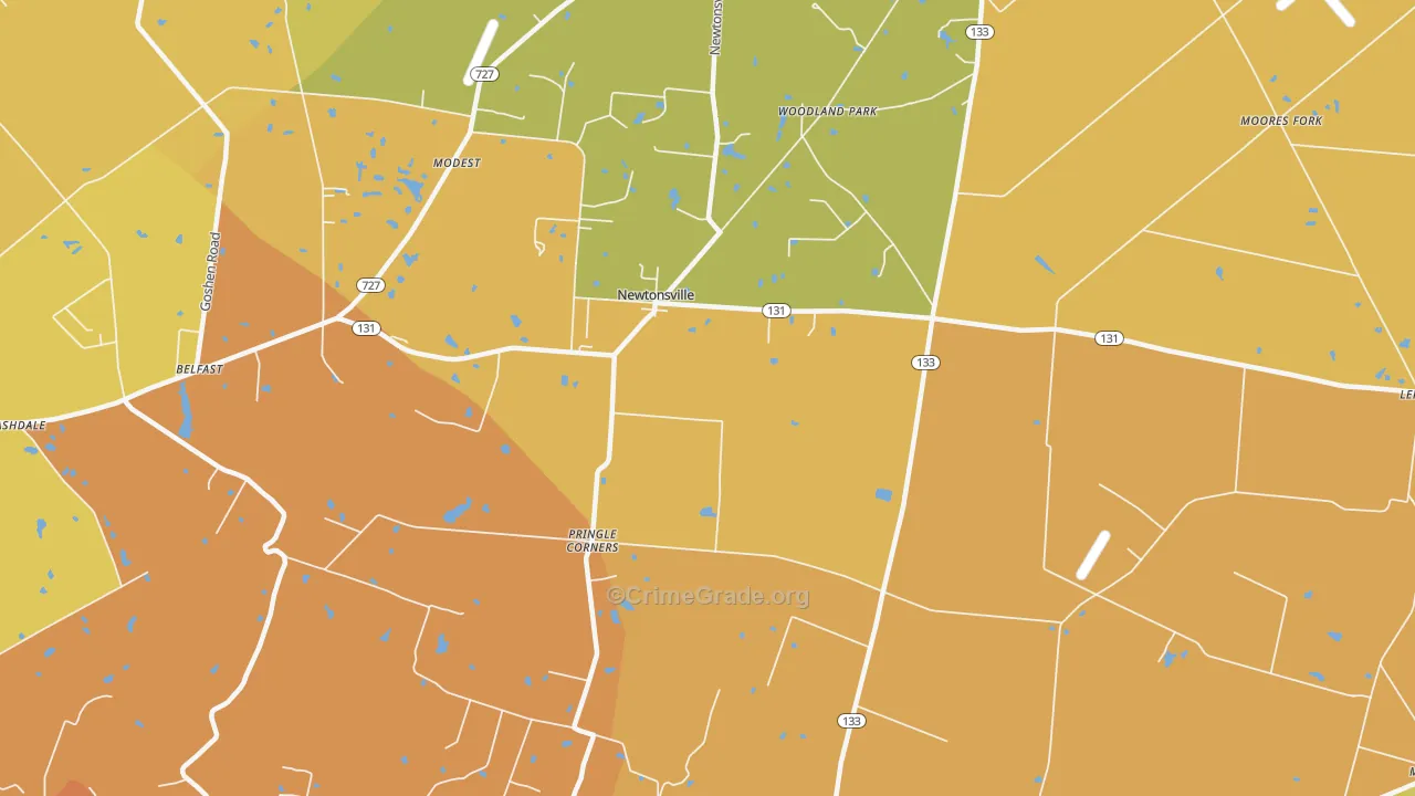 Newtonsville, OH Map of Assault Rates