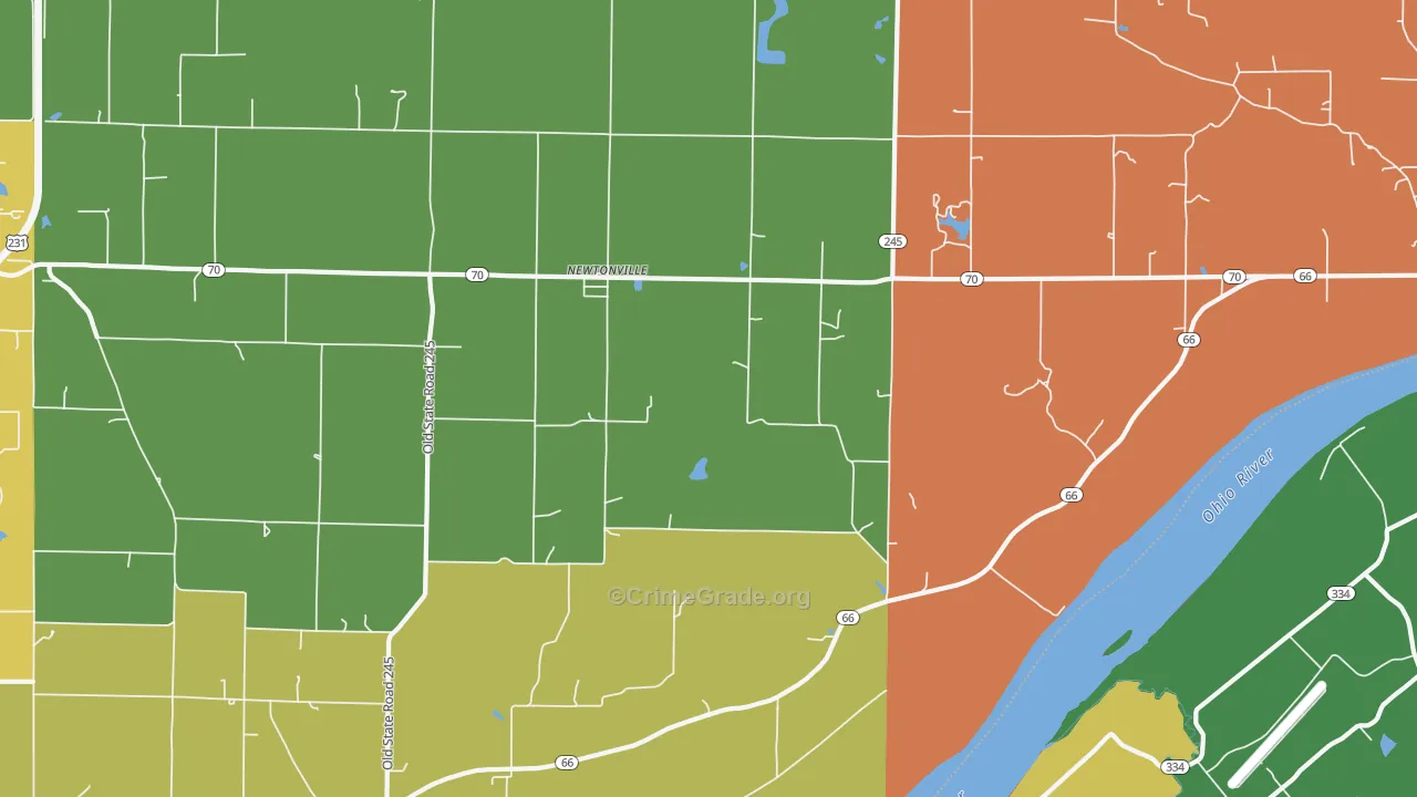Newtonville, IN Map of Assault Rates