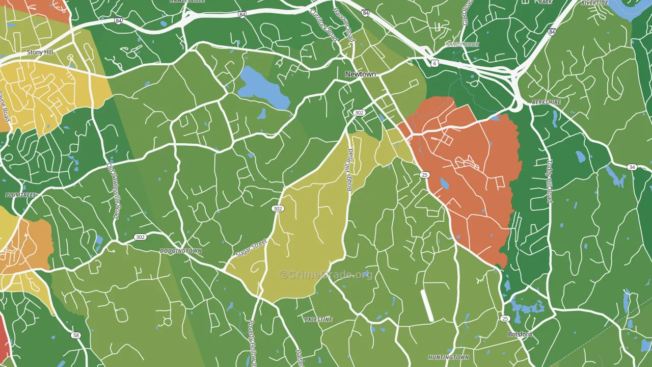 Newtown, CT Map of Assault Rates