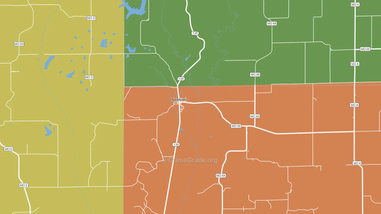 Newtown, MO Map of Assault Rates