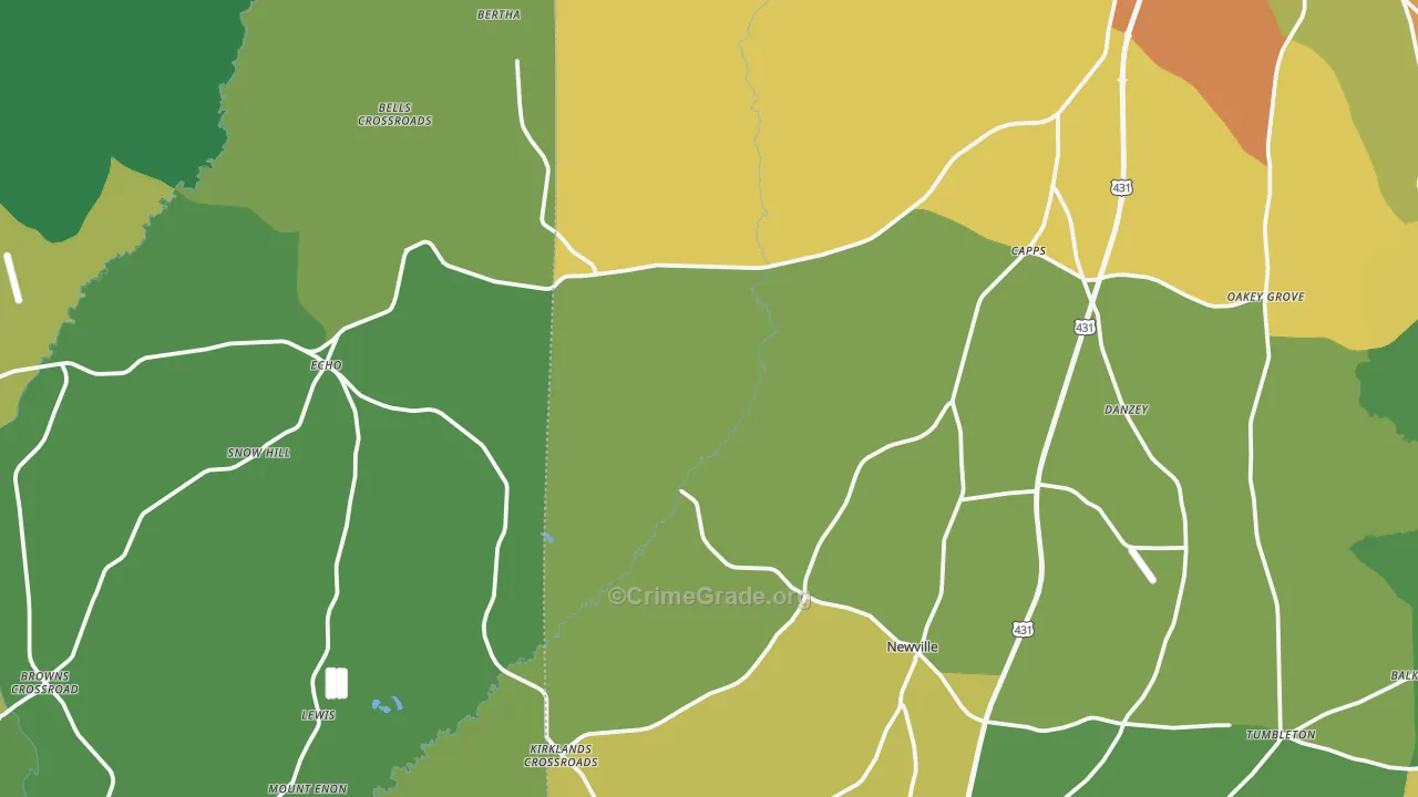 Newville, AL Map of Assault Rates