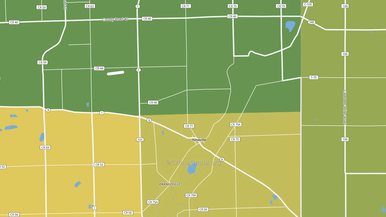 Newville, IN Map of Assault Rates