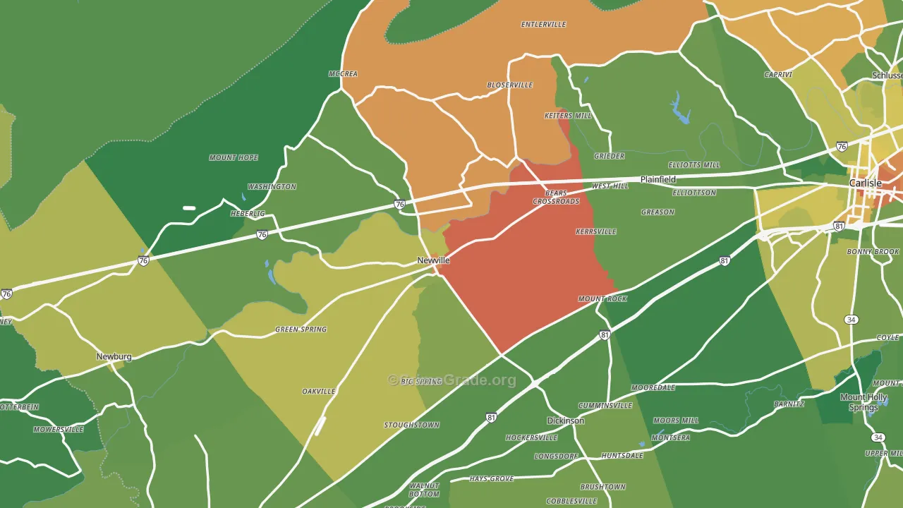 Newville, PA Map of Assault Rates