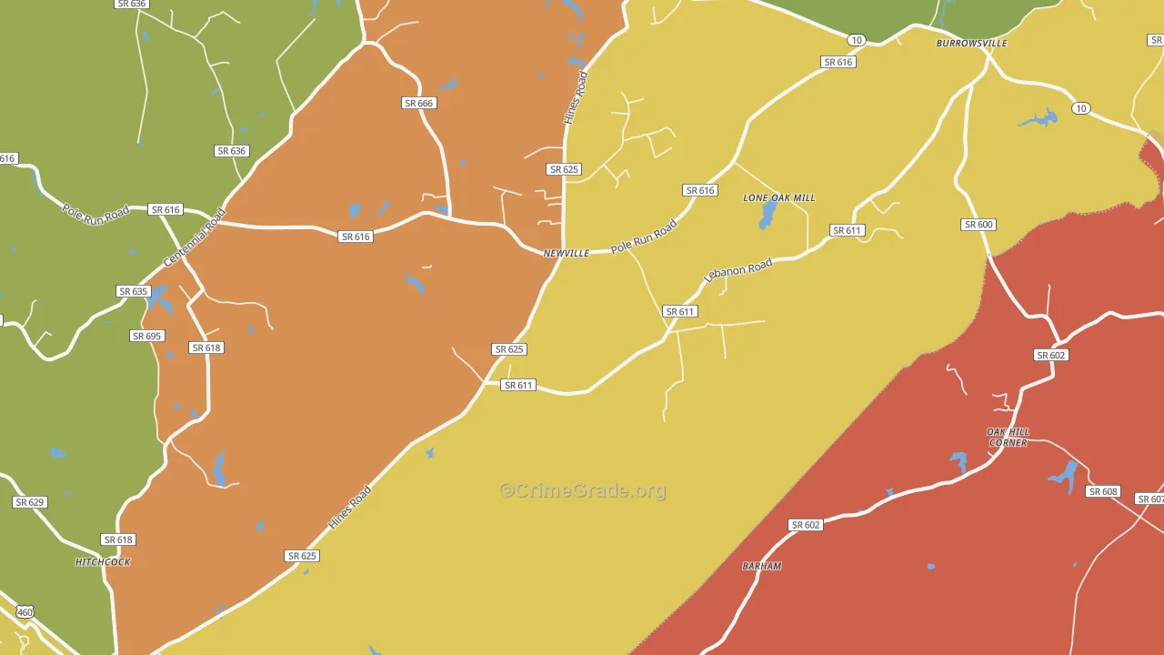 Newville, VA Map of Assault Rates
