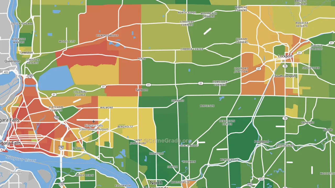 Niagara County, NY Map of Assault Rates