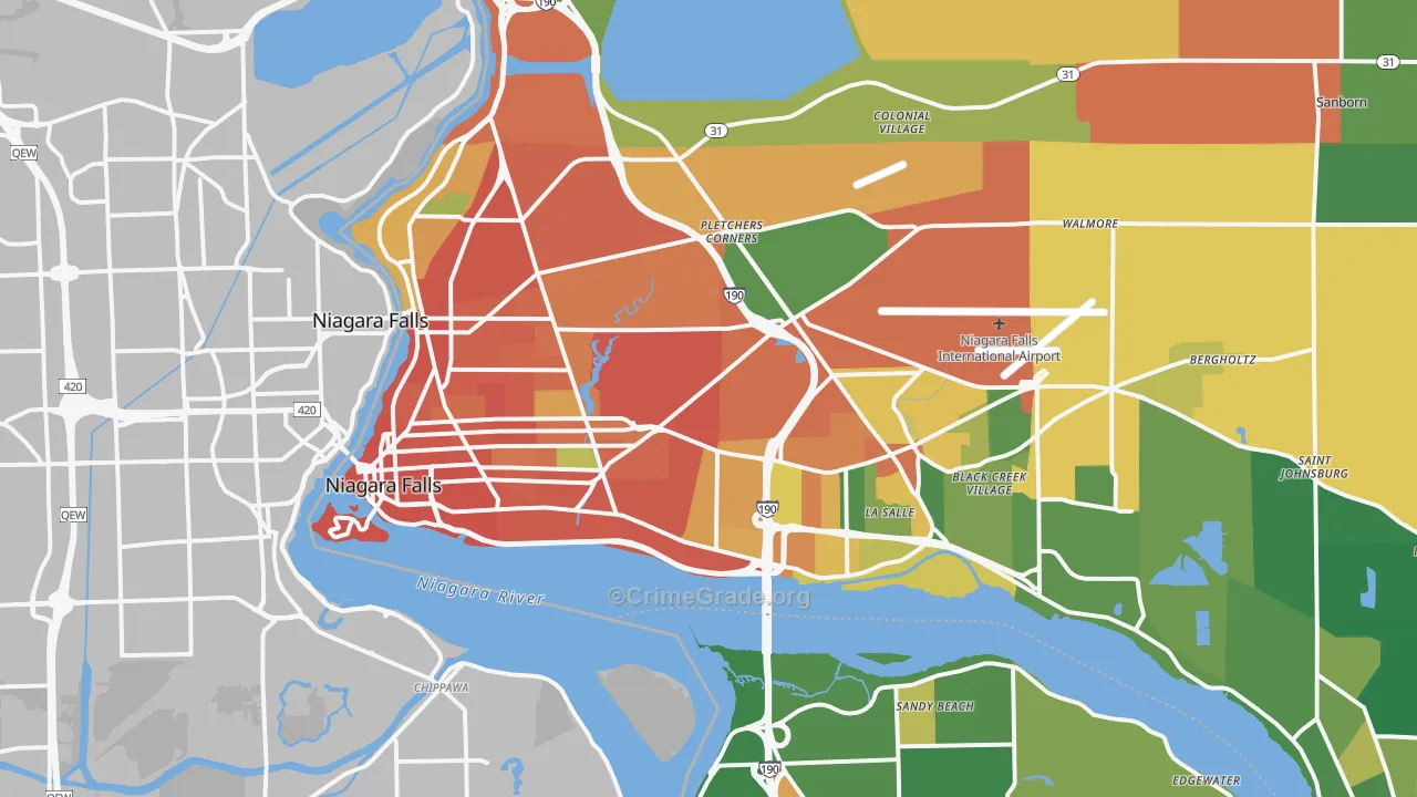 Niagara Falls, NY Map of Assault Rates