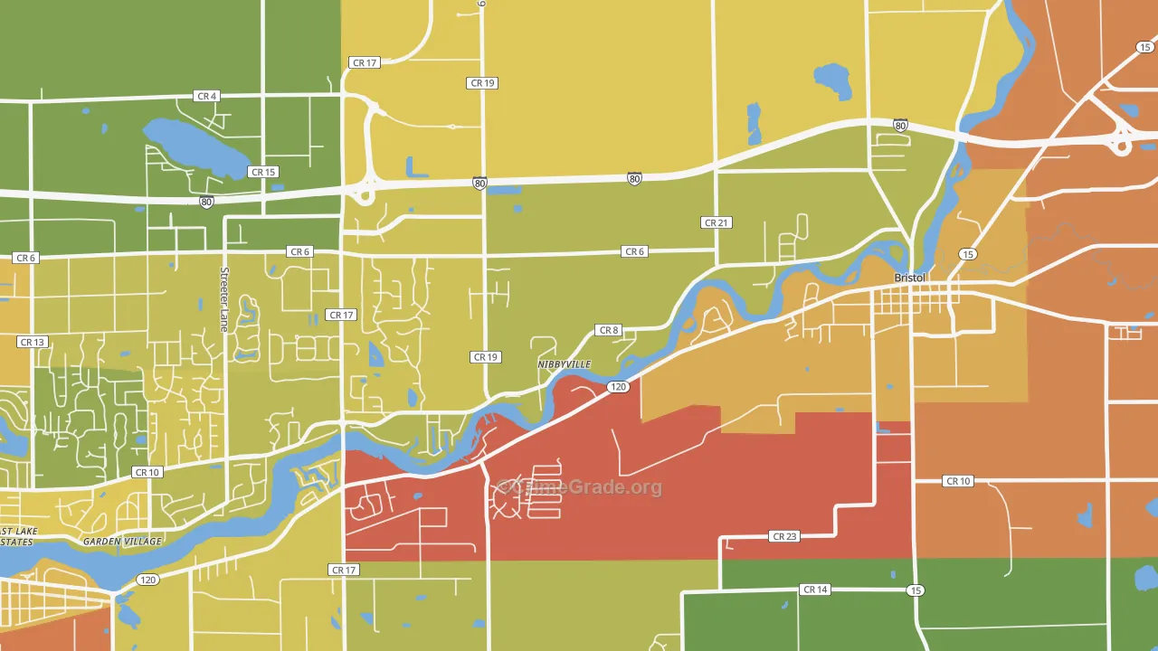 Nibbyville, IN Map of Assault Rates