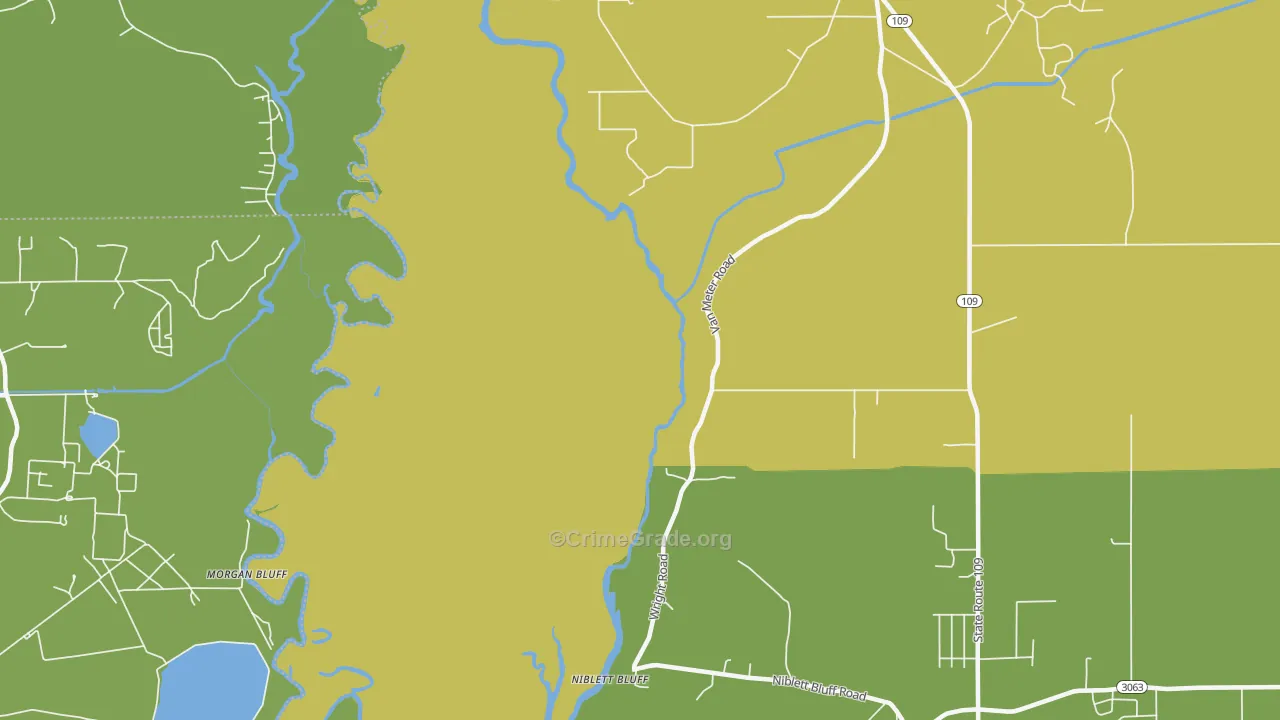 Niblett Bluff, LA Map of Assault Rates