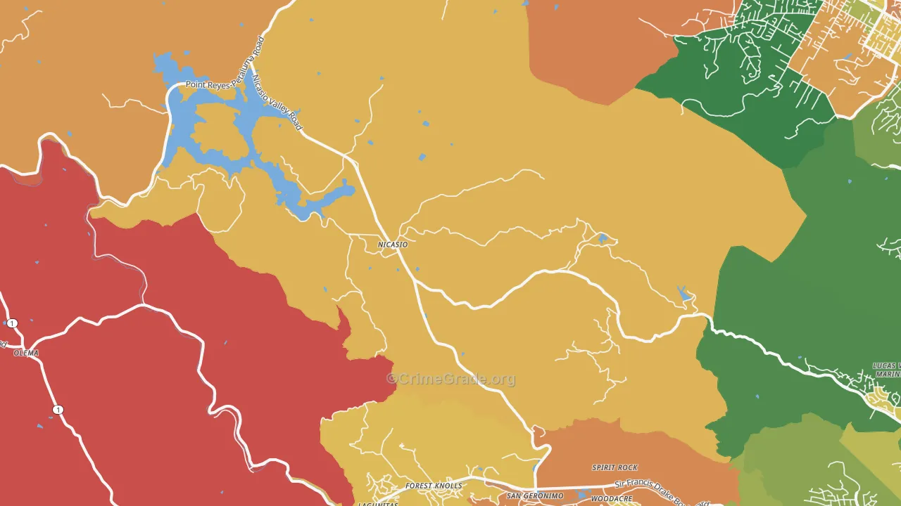 Nicasio, CA Map of Assault Rates