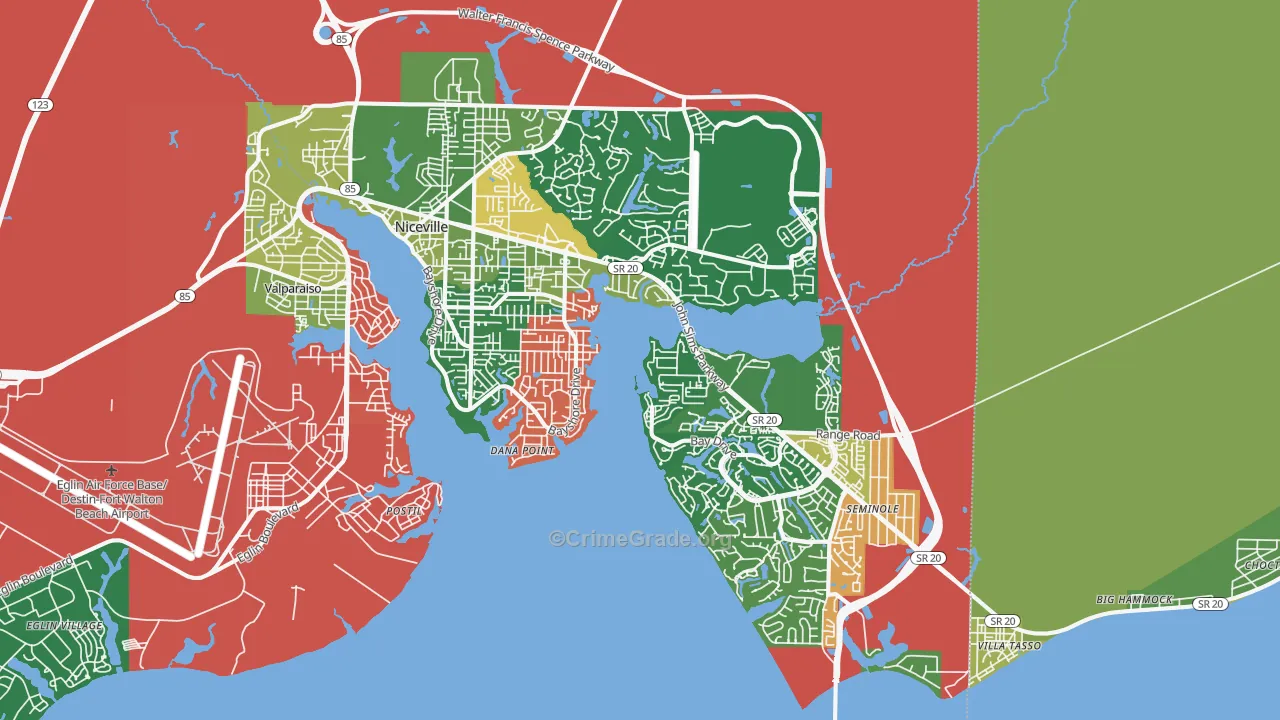 Niceville, FL Map of Assault Rates