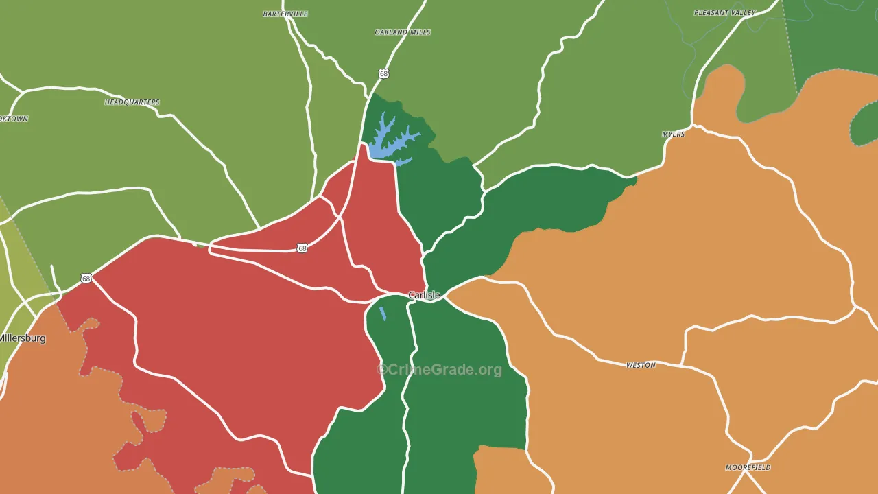 Nicholas County, KY Map of Assault Rates