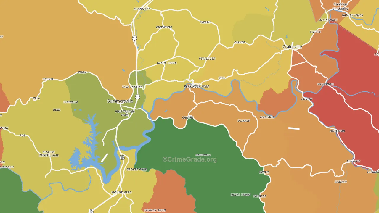 Nicholas County, WV Map of Assault Rates