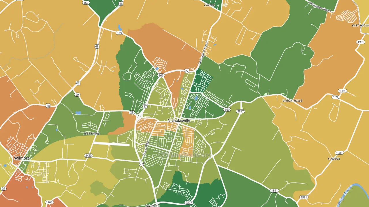 Nicholasville, KY Map of Assault Rates