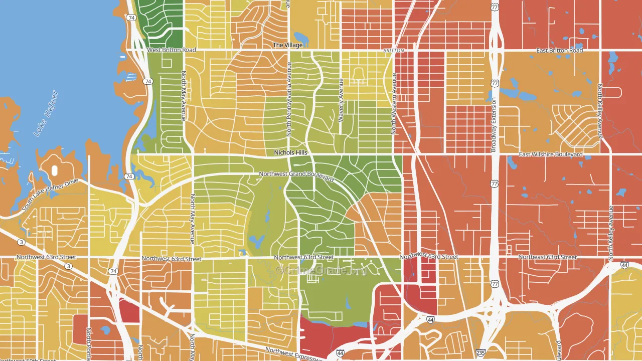 Nichols Hills, OK Map of Assault Rates
