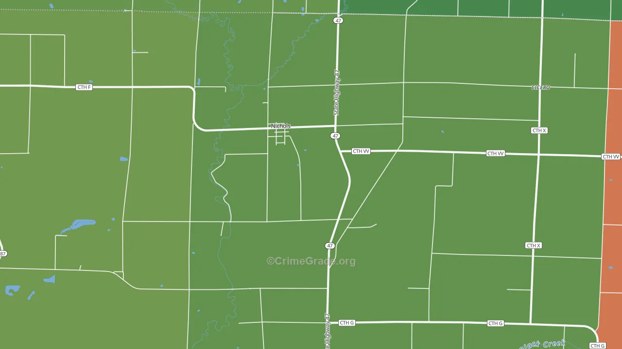 Nichols, WI Map of Assault Rates