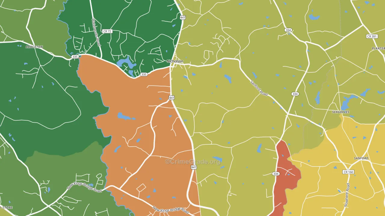 Nicholson, GA Map of Assault Rates