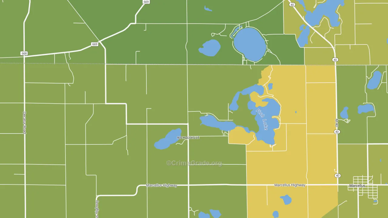 Nicholsville, MI Map of Assault Rates