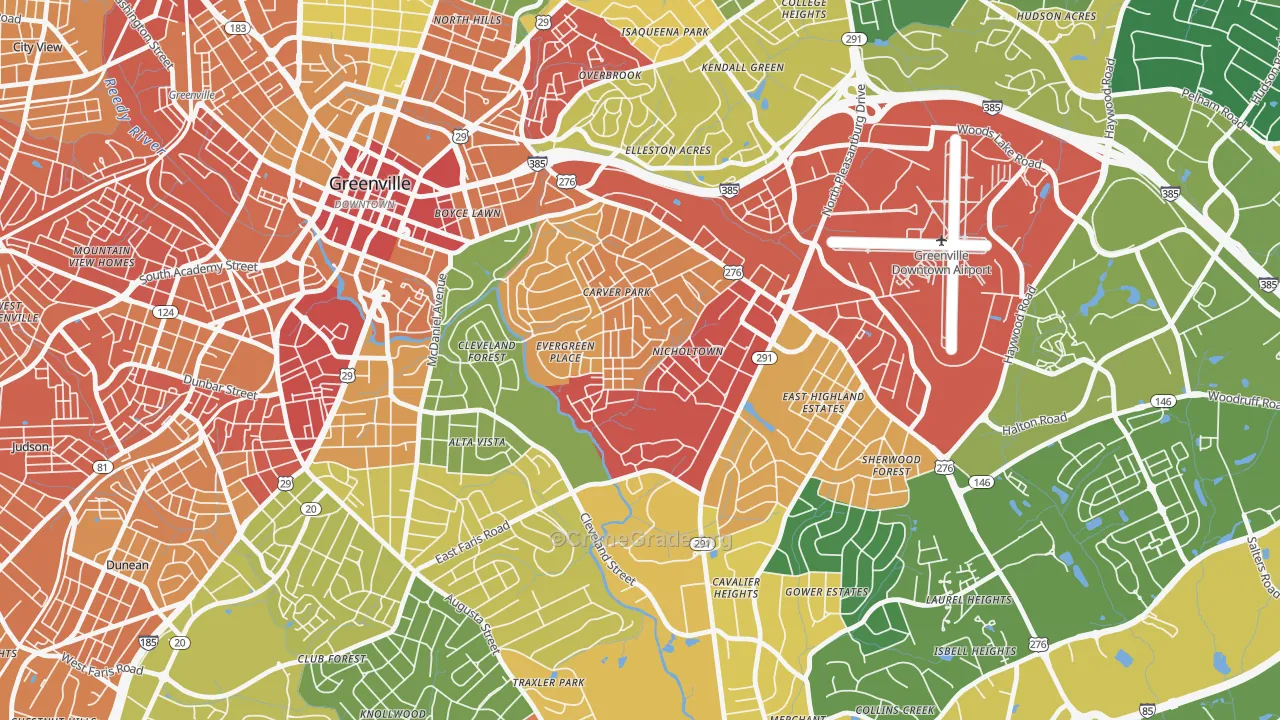 Nicholtown, Greenville, SC Map of Assault Rates