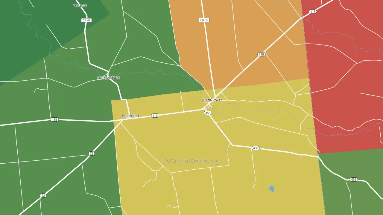 Nicholville, NY Map of Assault Rates
