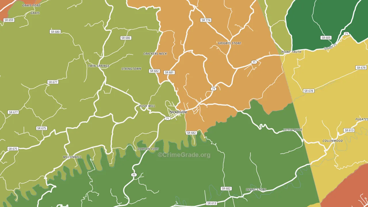Nickelsville, VA Map of Assault Rates