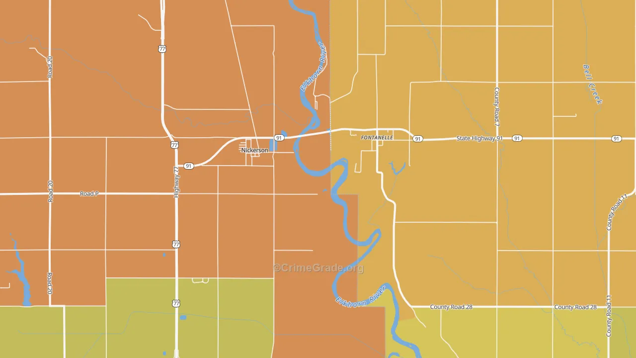 Nickerson, NE Map of Assault Rates