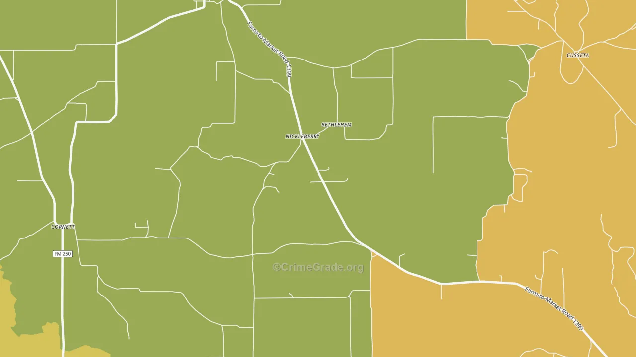 Nickleberry, TX Map of Assault Rates