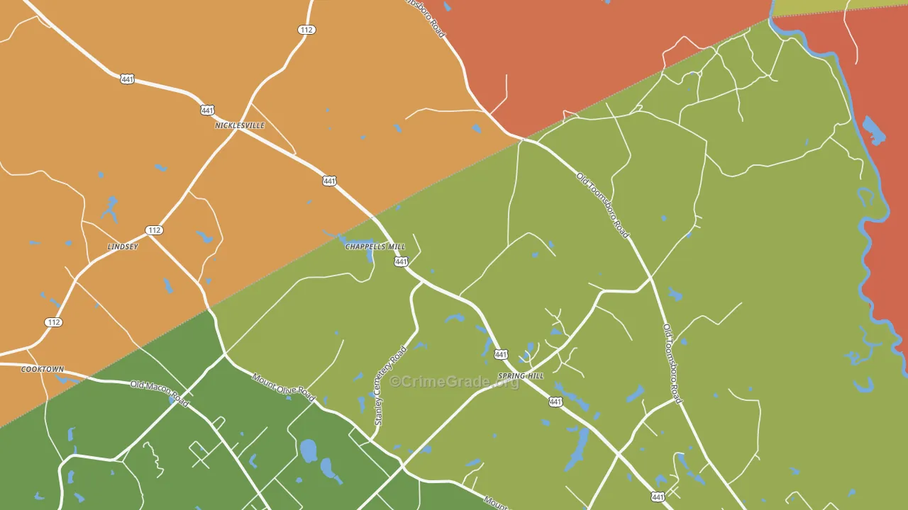 Nicklesville, GA Map of Assault Rates