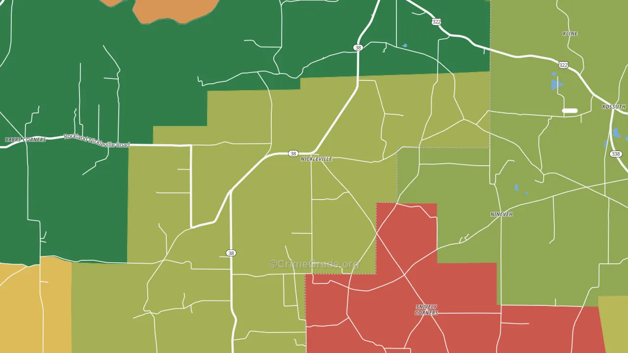 Nickleville, PA Map of Assault Rates