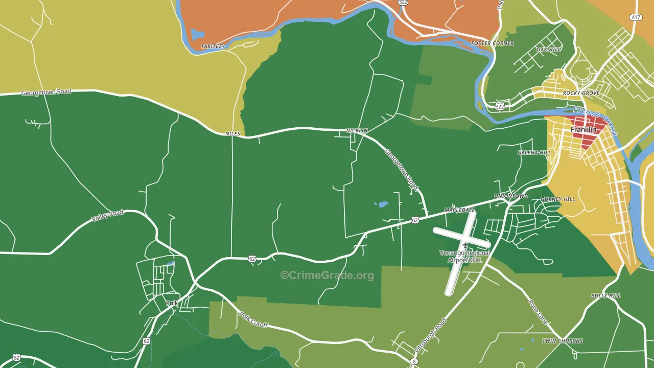 Nicklin, PA Map of Assault Rates