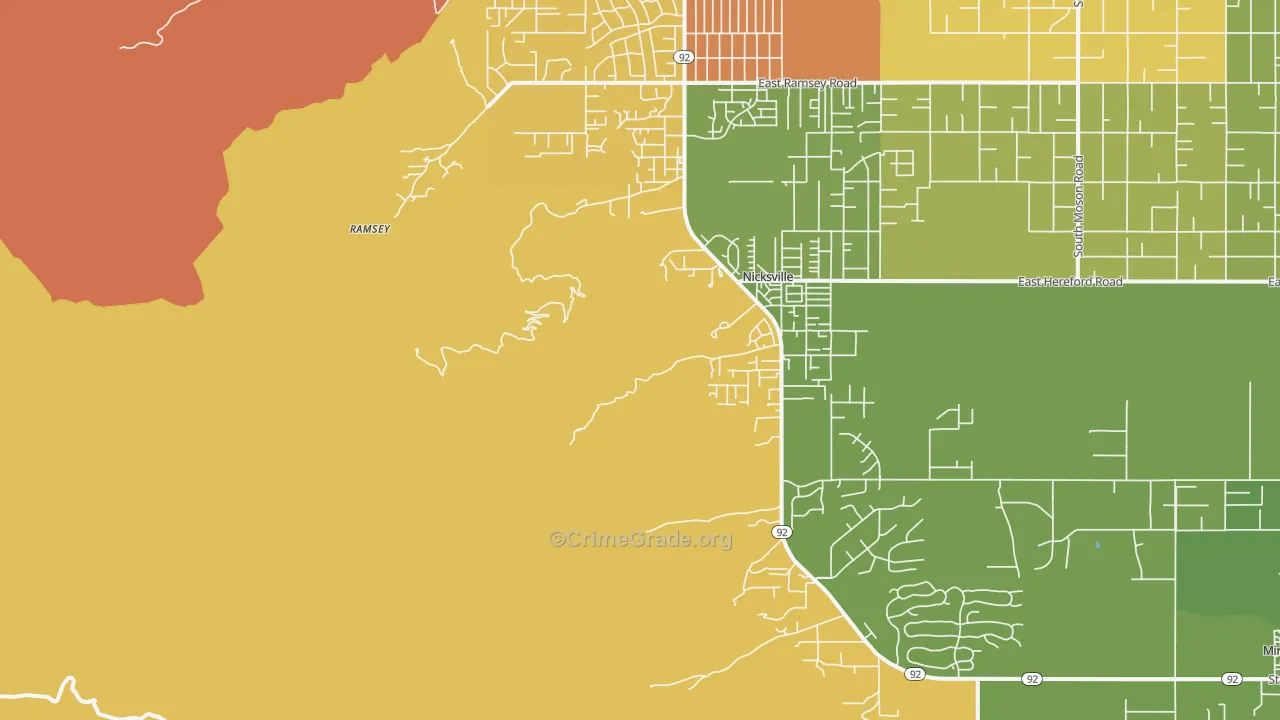Nicksville, AZ Map of Assault Rates