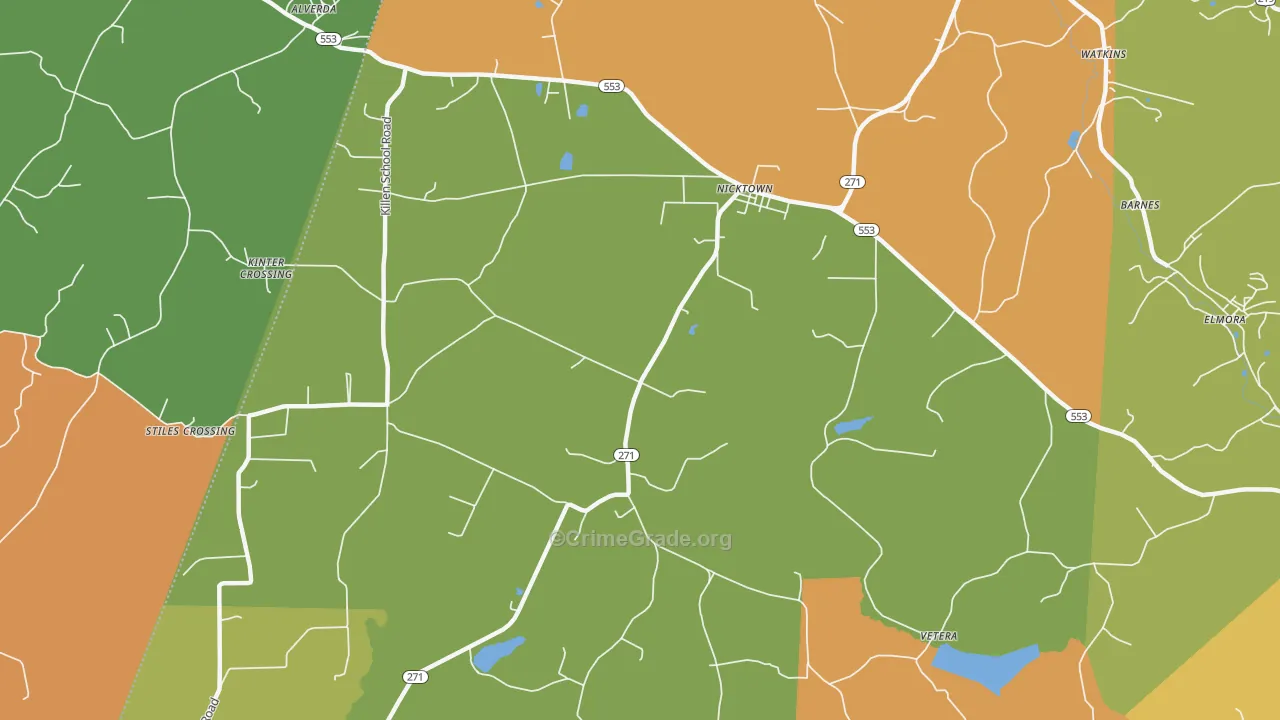Nicktown, PA Map of Assault Rates