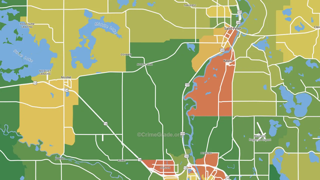 Nicollet County, MN Map of Assault Rates