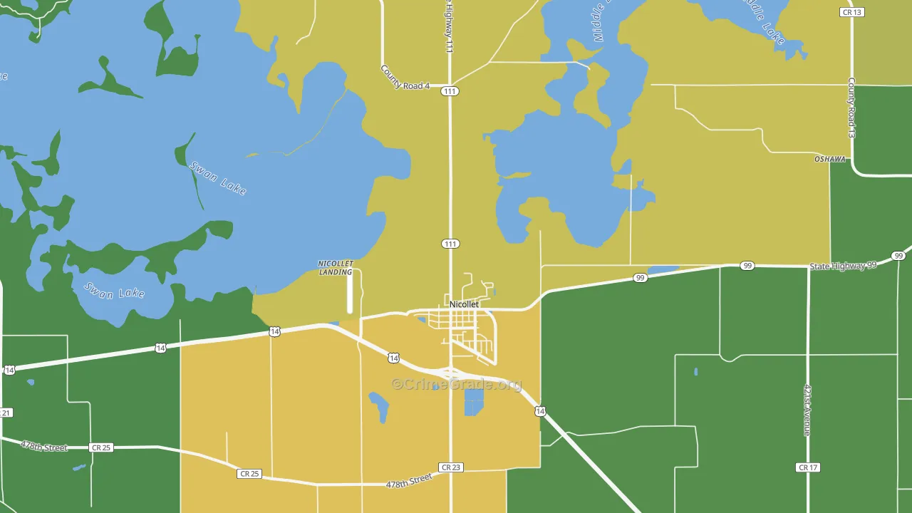 Nicollet, MN Map of Assault Rates