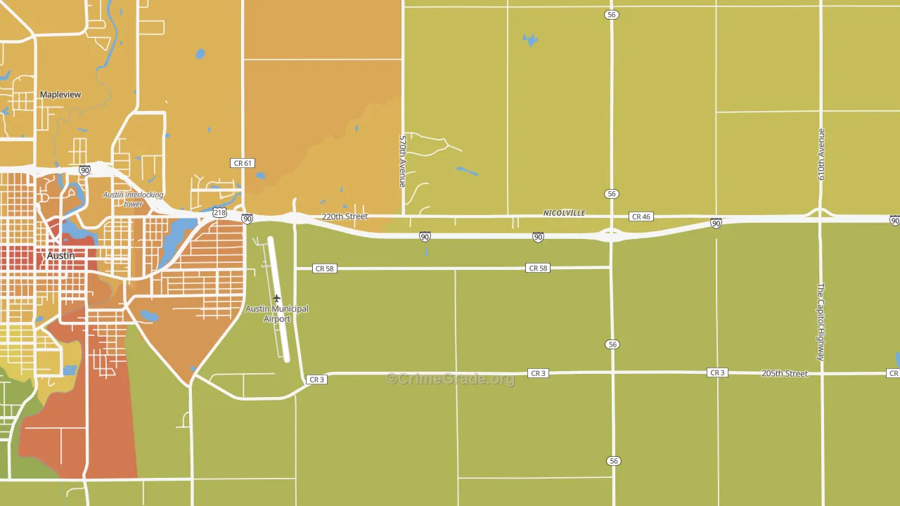 Nicolville, MN Map of Assault Rates