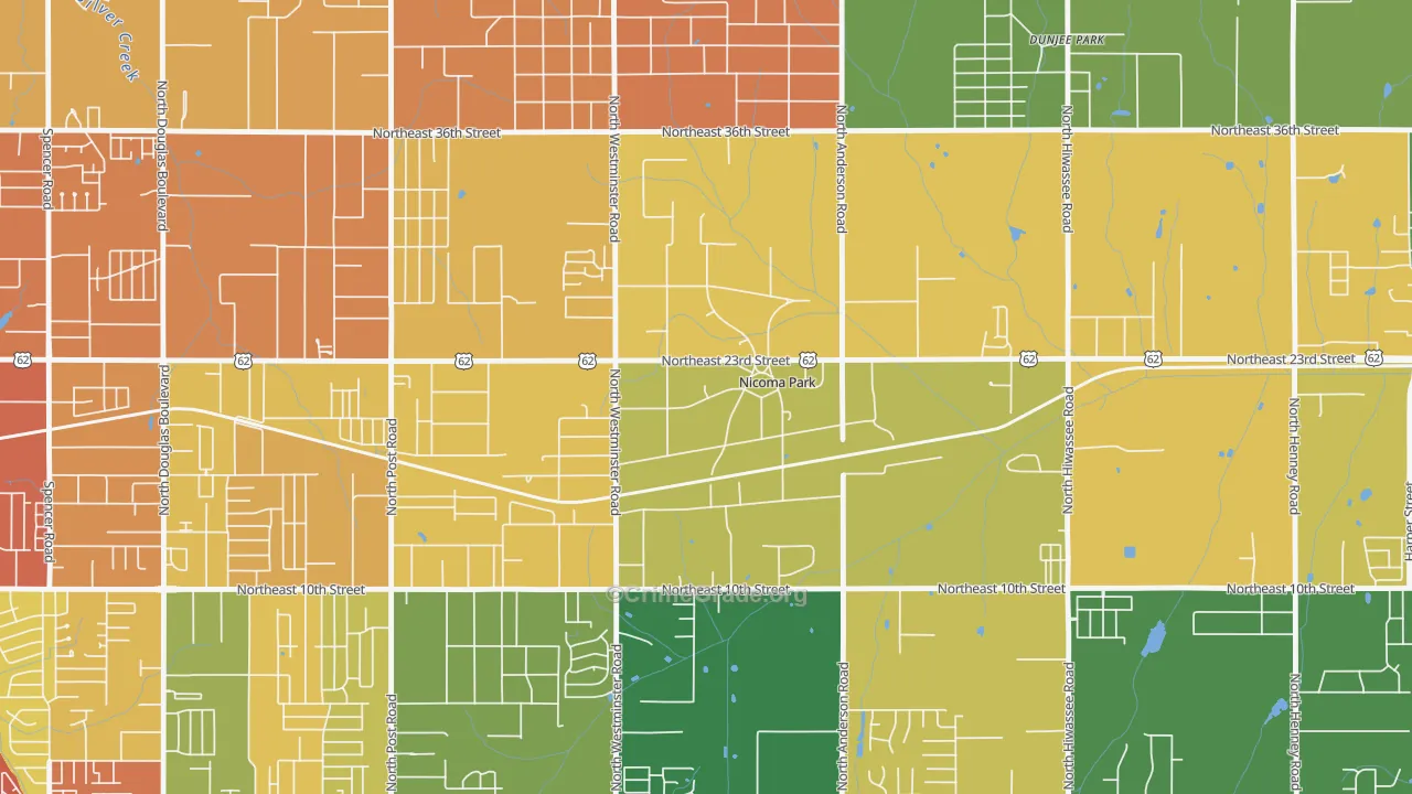 Nicoma Park, OK Map of Assault Rates
