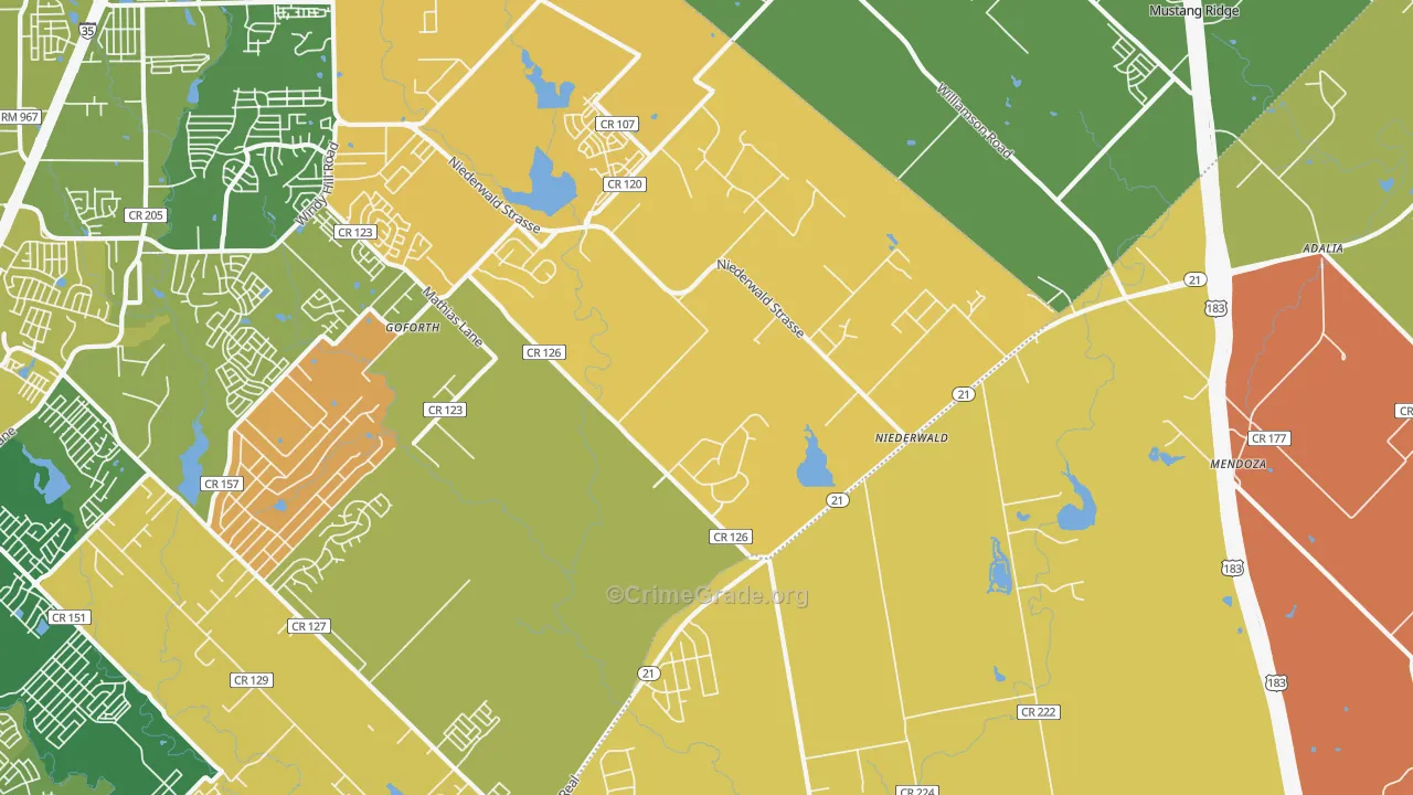 Niederwald, TX Map of Assault Rates