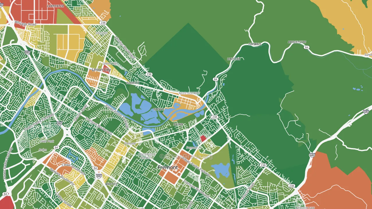 Niles Junction, Fremont, CA Map of Assault Rates