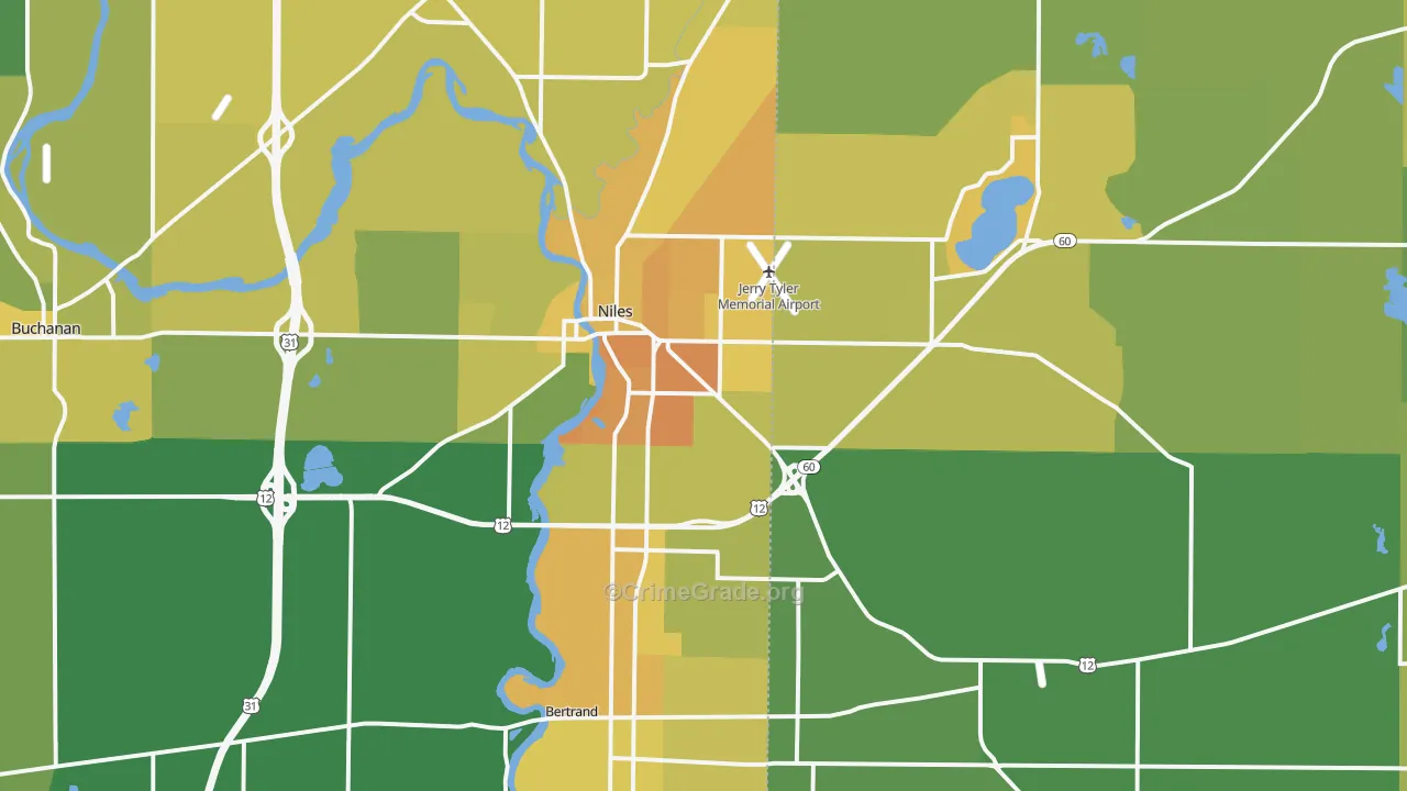 Niles, MI Map of Assault Rates