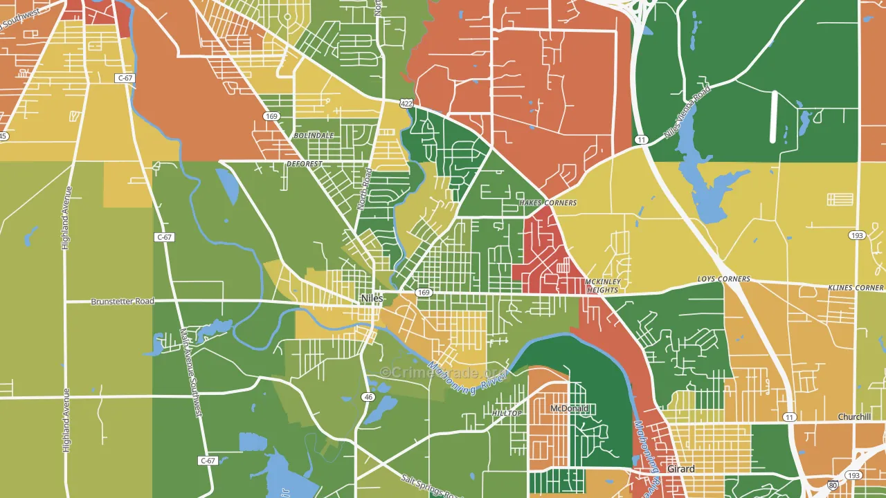 Niles, OH Map of Assault Rates