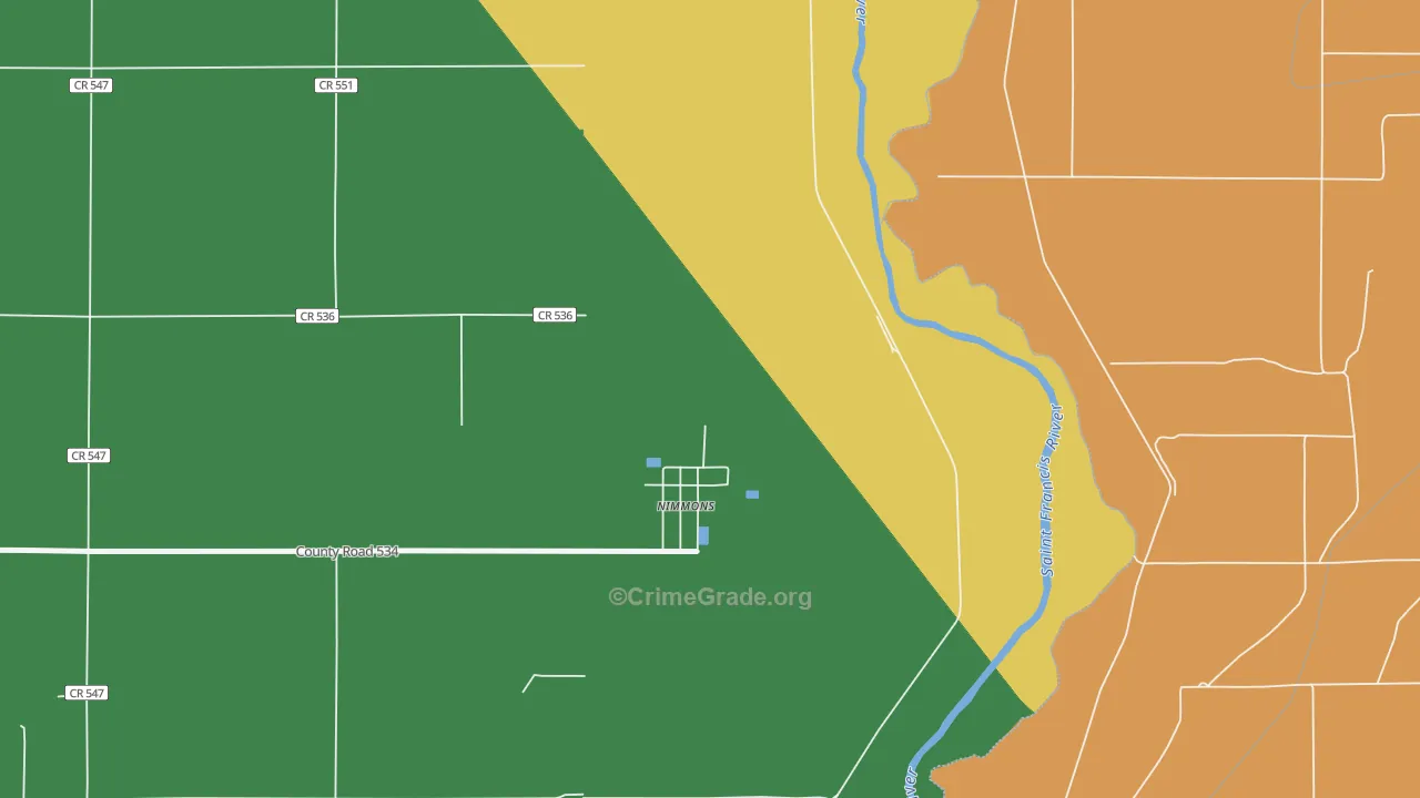 Nimmons, AR Map of Assault Rates