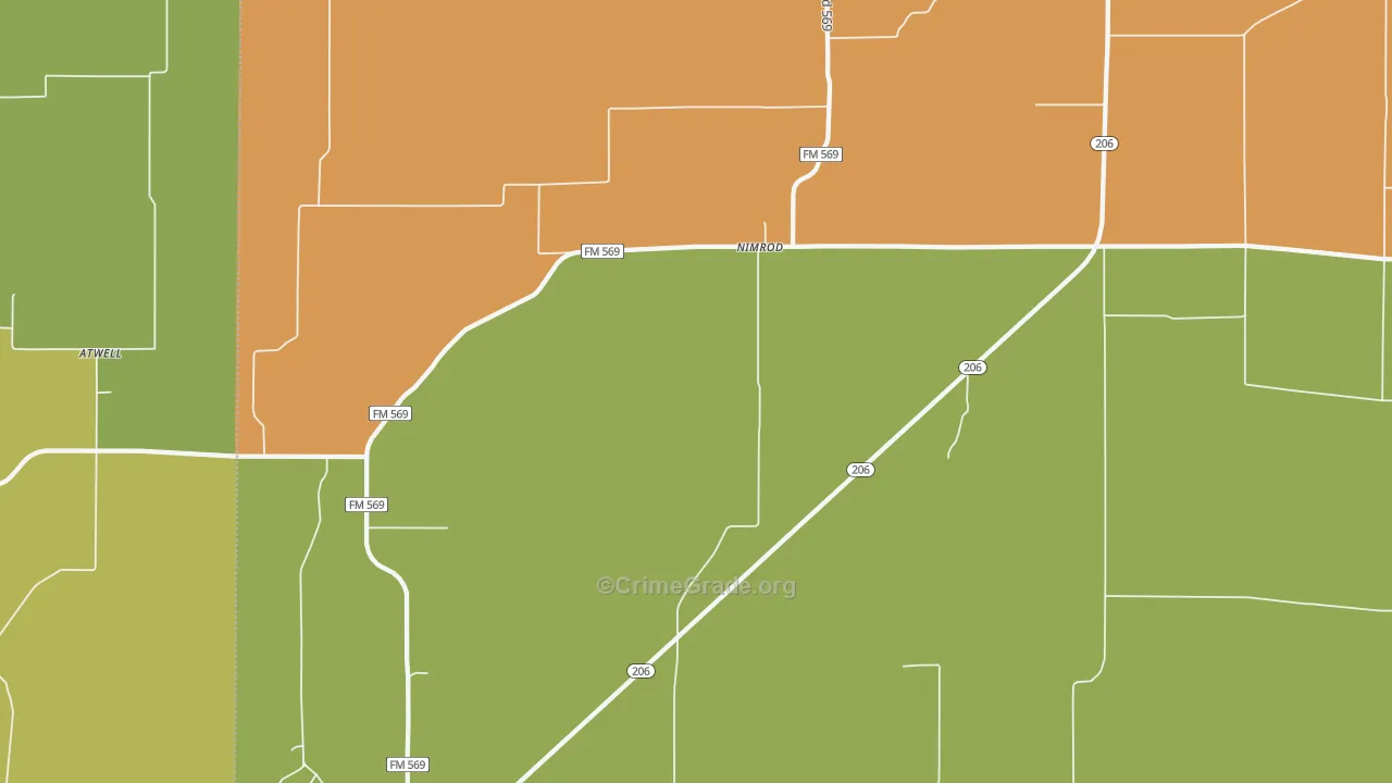 Nimrod, TX Map of Assault Rates