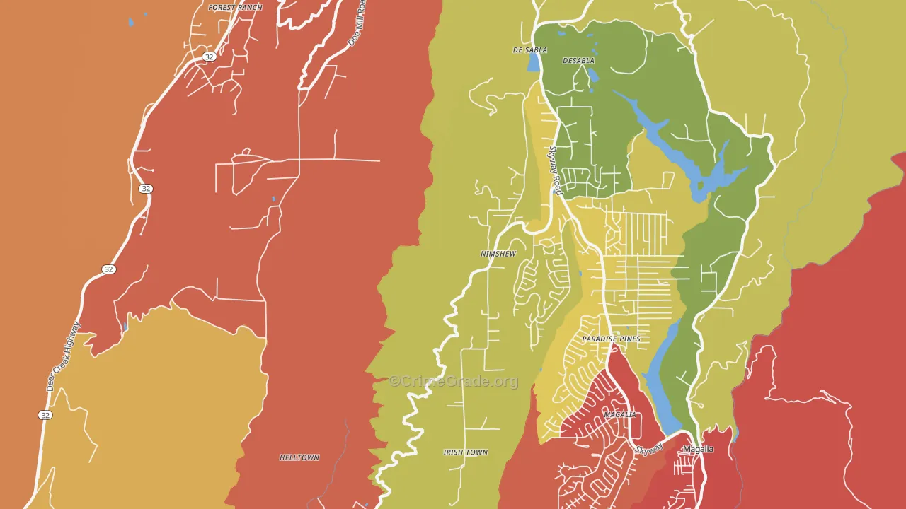 Nimshew, CA Map of Assault Rates