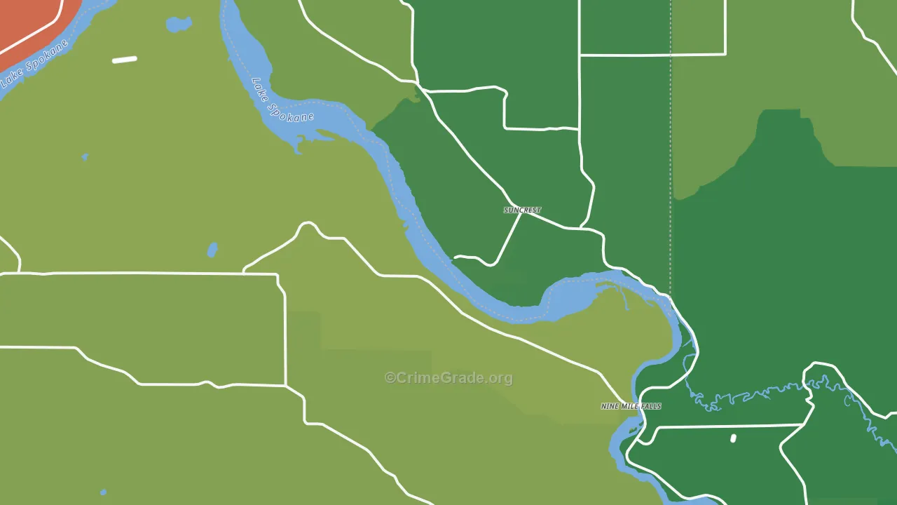 Nine Mile Falls, WA Map of Assault Rates