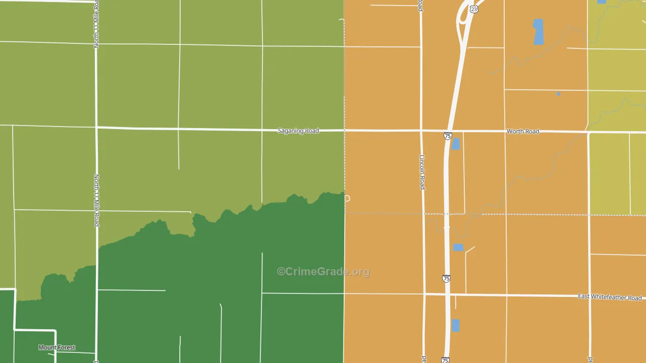 Nine Mile, MI Map of Assault Rates