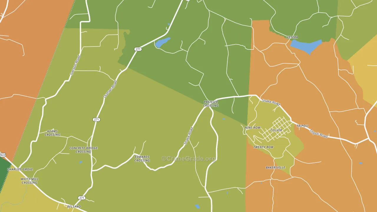 Nine Row, PA Map of Assault Rates